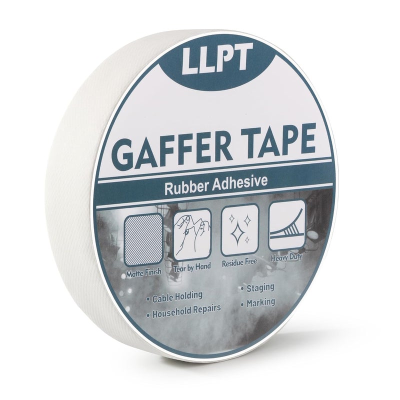 LLPT Gaffers Tape Professional Grade White 1" x 16.5 Yards Matte Non Reflective Easy Tear Residue Free Heavy Duty Gaffing Tape for Cords Photography (PGT25WT) - Image 1